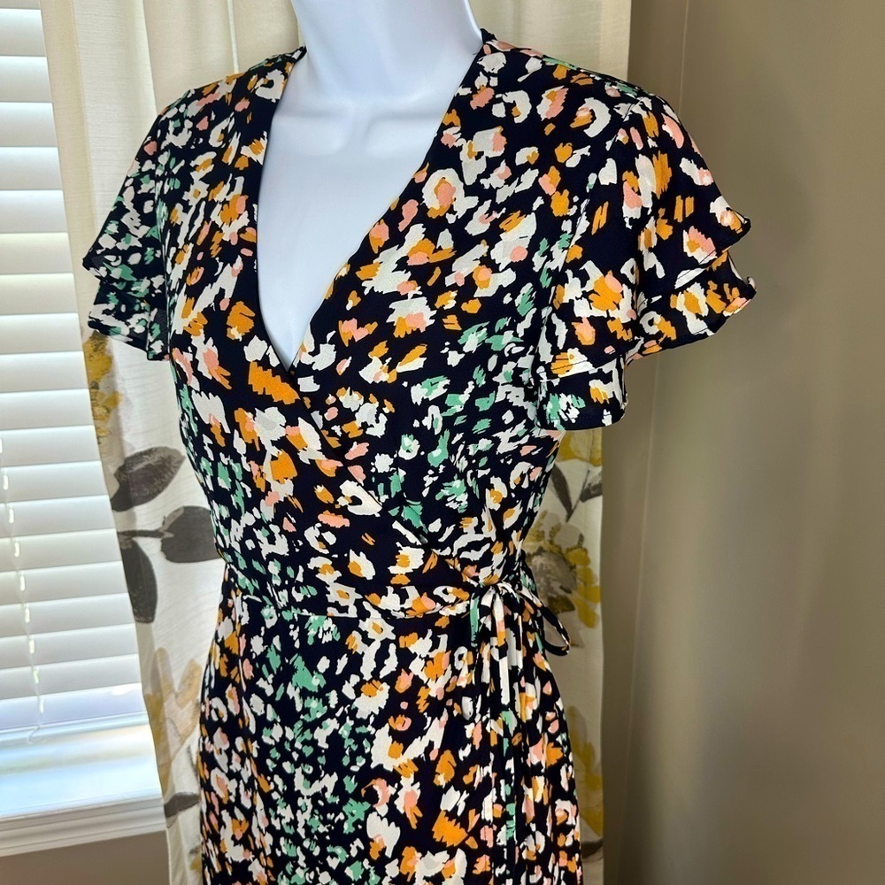 Blue Rain Multicolor Wrap Dress Size Medium - Picture 1 of 4